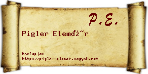 Pigler Elemér névjegykártya