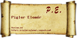 Pigler Elemér névjegykártya
